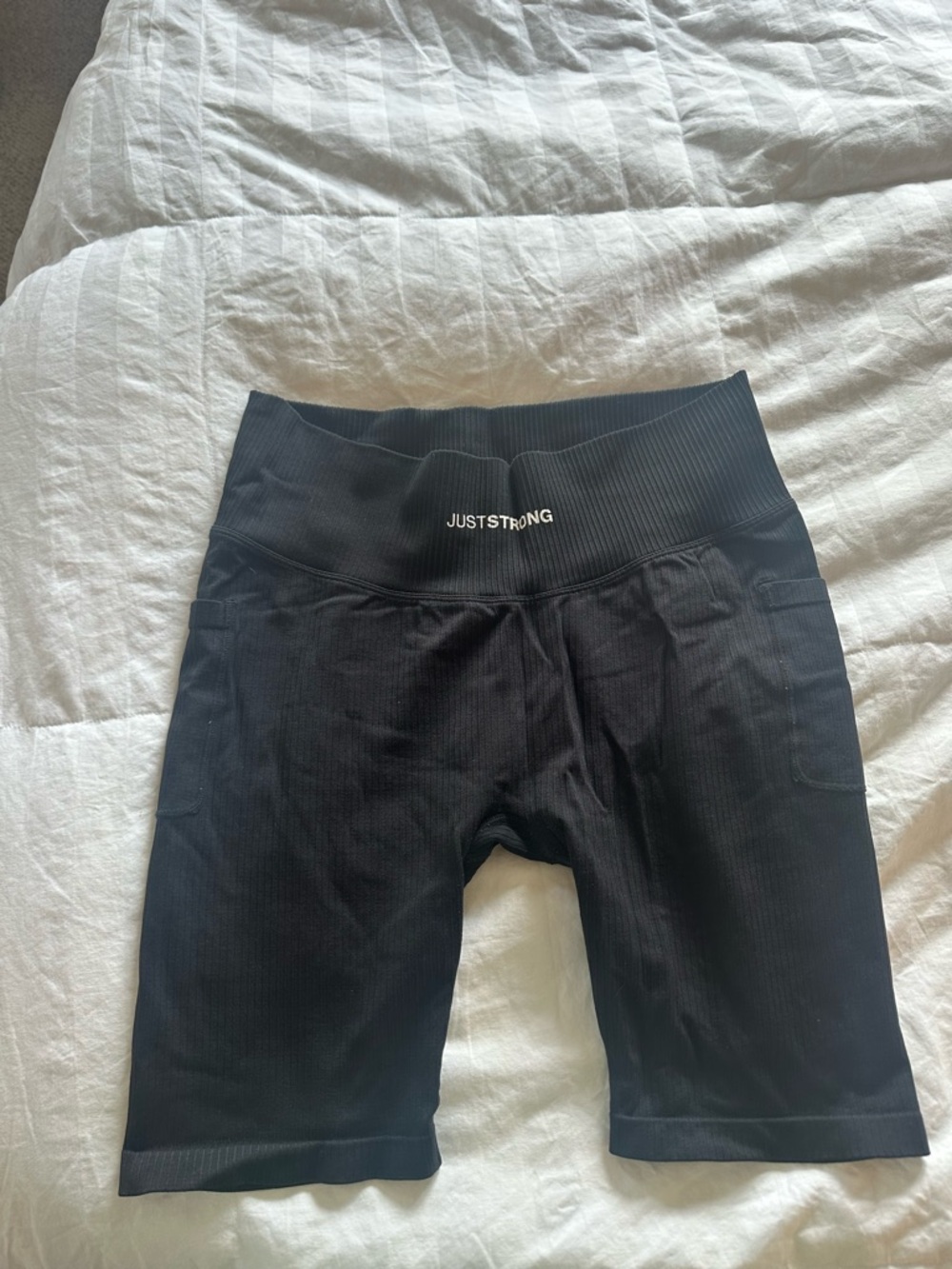 JUSTSTRONG Black Women’s Ribbed Bike Shorts